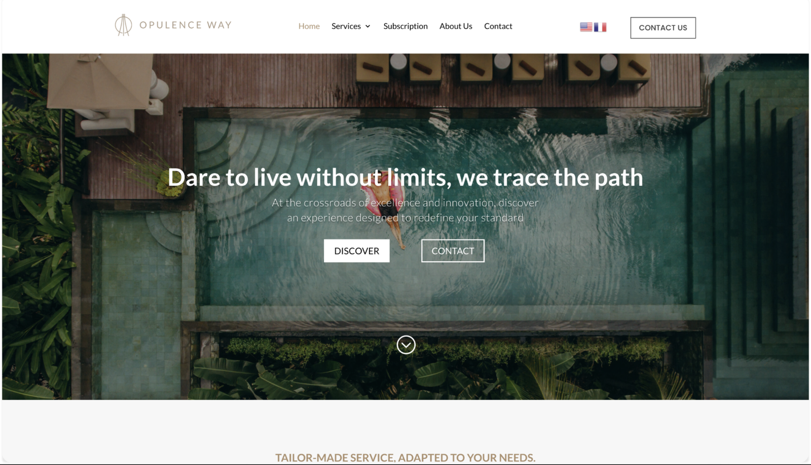 Page d’accueil du site Opulence Way