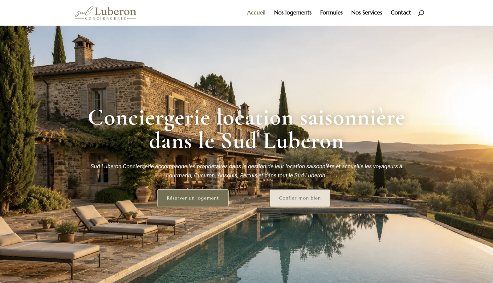 Site Sud Luberon Conciergerie en version desktop